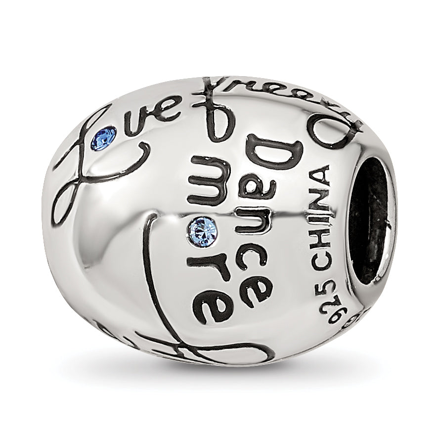 Sterling Silver Reflections Crystals Live Laugh Love Bead