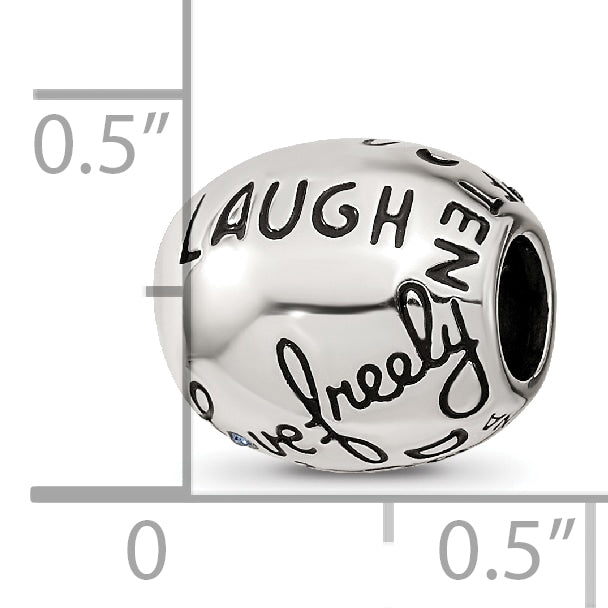 Sterling Silver Reflections Crystals Live Laugh Love Bead