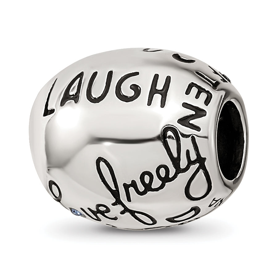 Sterling Silver Reflections Crystals Live Laugh Love Bead