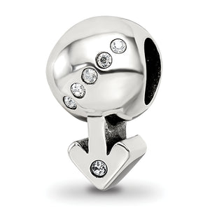 Reflection Beads Sterling Silver Crystals Boy Symbol Bead - Sophia Jewelers