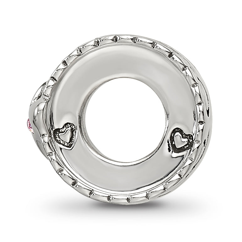 Sterling Silver Reflections Pink Crystal Heart Infinity Spacer Bead Secondary image