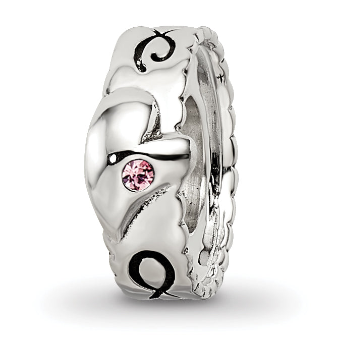 Sterling Silver Reflections Pink Crystal Heart Infinity Spacer Bead Main image