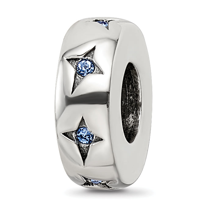 Sterling Silver Reflections Blue Crystal Dream Spacer Bead