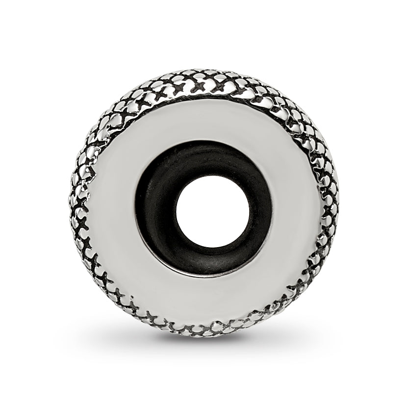 Sterling Silver Reflections Antiqued Textured Gripper Bead