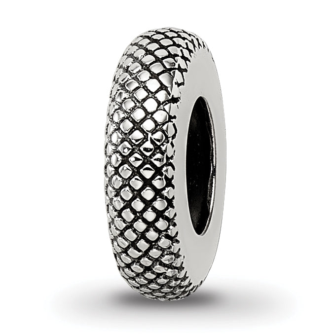 Sterling Silver Reflections Antiqued Textured Gripper Bead