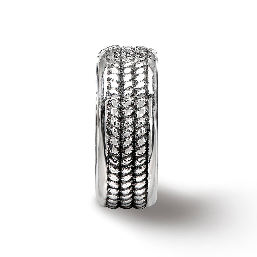 Sterling Silver Reflections Antiqued Textured Gripper Bead
