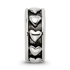 Sterling Silver Reflections Antiqued Hearts Gripper Bead