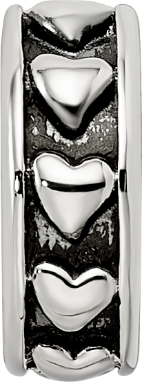 Sterling Silver Reflections Antiqued Hearts Gripper Bead