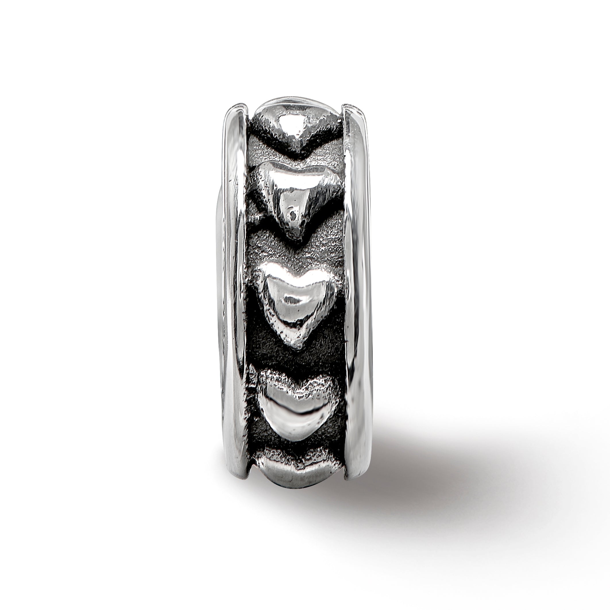 Sterling Silver Reflections Antiqued Hearts Gripper Bead