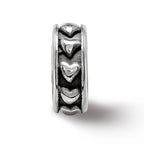 Sterling Silver Reflections Antiqued Hearts Gripper Bead