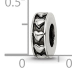 Sterling Silver Reflections Antiqued Hearts Gripper Bead