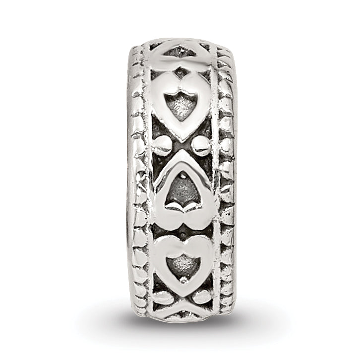 Sterling Silver Reflections Antiqued Bali Hearts Gripper Bead