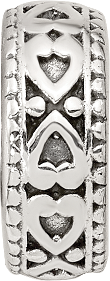 Sterling Silver Reflections Antiqued Bali Hearts Gripper Bead