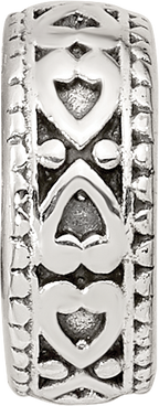 Sterling Silver Reflections Antiqued Bali Hearts Gripper Bead