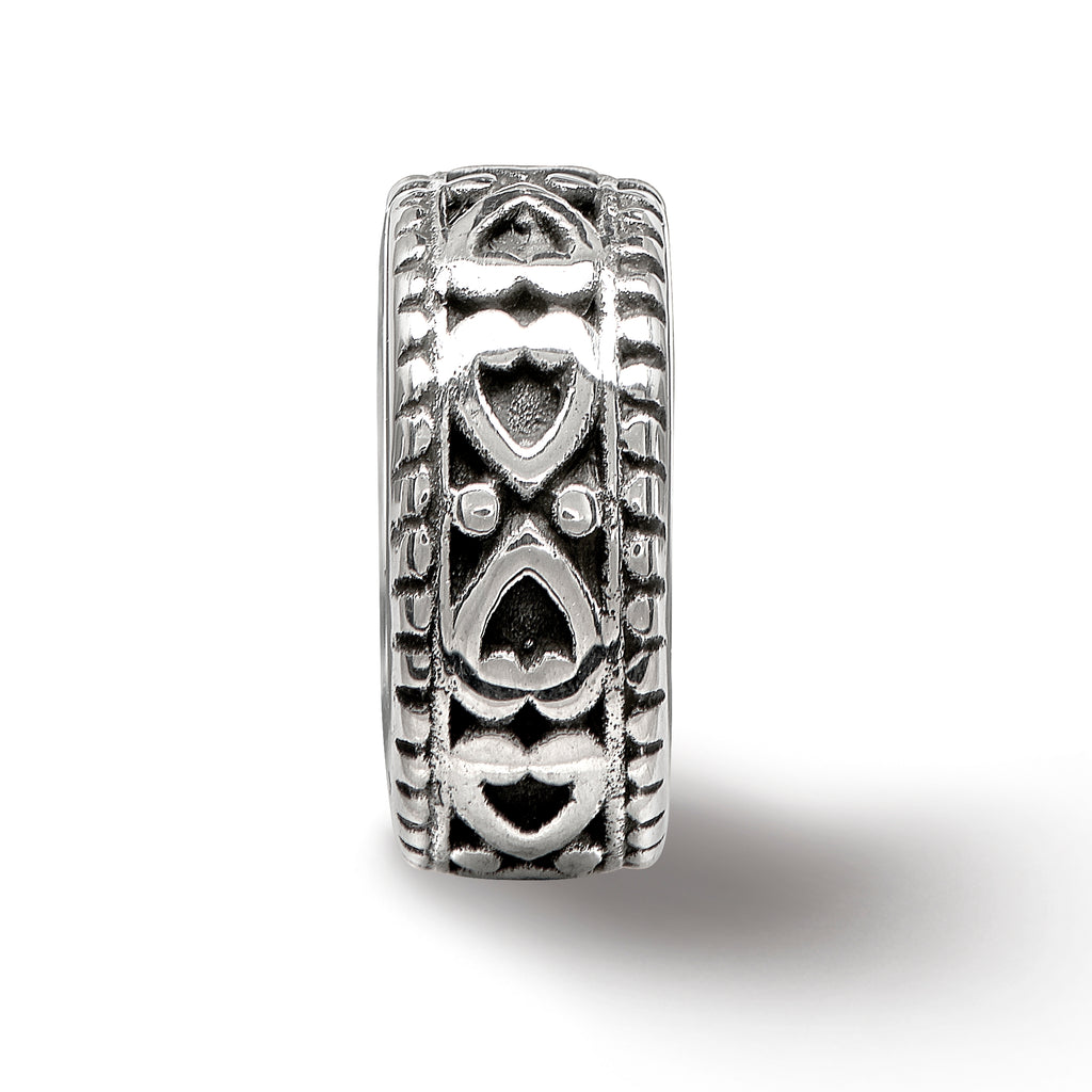 Sterling Silver Reflections Antiqued Bali Hearts Gripper Bead