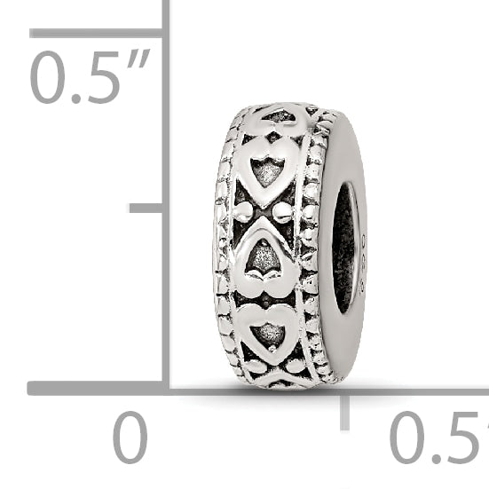 Sterling Silver Reflections Antiqued Bali Hearts Gripper Bead