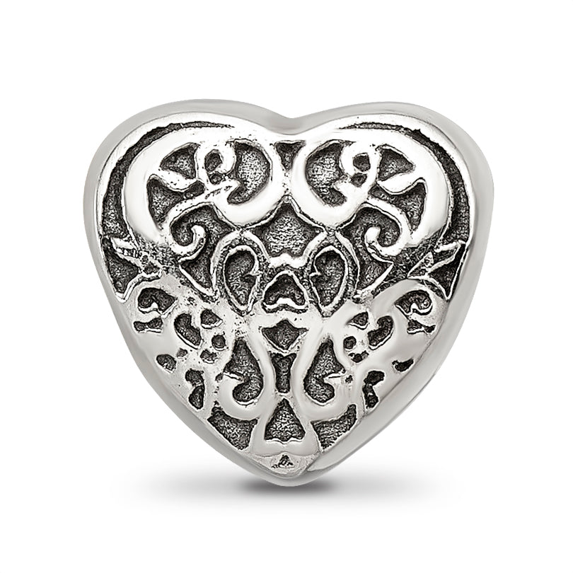 Sterling Silver Reflections Filigree Heart Bead