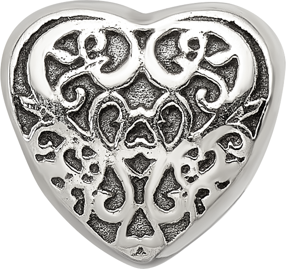 Sterling Silver Reflections Filigree Heart Bead