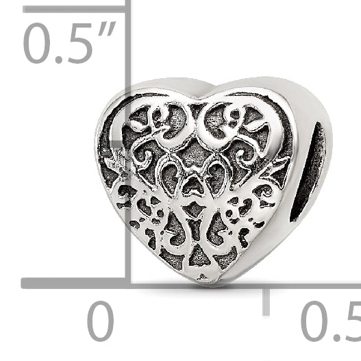 Sterling Silver Reflections Filigree Heart Bead