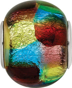 Reflection Beads Sterling Silver Rhodium-Plated Multi-Colored Metallic Glass Bead - Sophia Jewelers