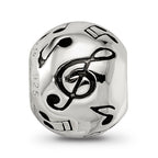 Sterling Silver Reflections Rhodium-plated Enameled Musical Notes Bead
