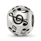 Sterling Silver Reflections Rhodium-plated Enameled Musical Notes Bead