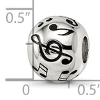 Sterling Silver Reflections Rhodium-plated Enameled Musical Notes Bead
