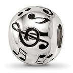 Sterling Silver Reflections Rhodium-plated Enameled Musical Notes Bead