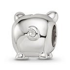 Sterling Silver Reflections Rhodium-plated Gold-plated Nose Pig Bead