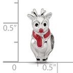 Sterling Silver Reflections Rhodium-plated Enameled Rudolph Bead
