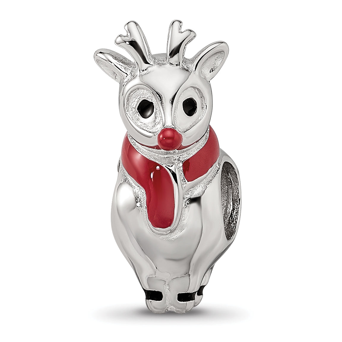 Sterling Silver Reflections Rhodium-plated Enameled Rudolph Bead Main image
