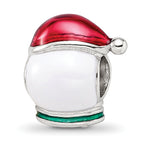 Sterling Silver Reflections Rh-plated Enameled Snowman Head Bead