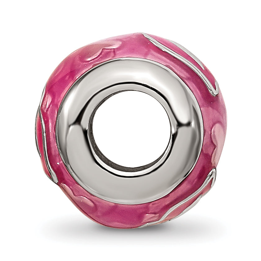 Sterling Silver Reflections Pink Enameled Smooches Lips Bead