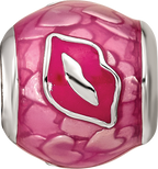 Sterling Silver Reflections Pink Enameled Smooches Lips Bead