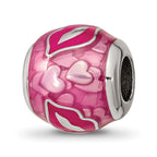Sterling Silver Reflections Pink Enameled Smooches Lips Bead