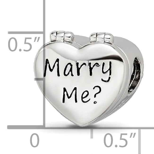 Sterling Silver Reflections Enamel Crystal Marry Me Heart Bead