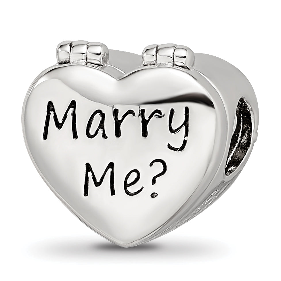 Sterling Silver Reflections Enamel Crystal Marry Me Heart Bead