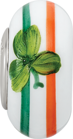 Ster.Silver Reflections Hand Painted The Irish Fenton Glass Bead