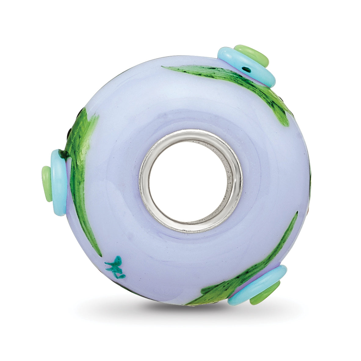 Ster.Silver Reflections Hand Painted Just Snail'n Along Fenton Glass Bead Secondary image