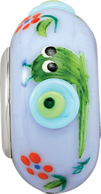 Ster.Silver Reflections Hand Painted Just Snail'n Along Fenton Glass Bead