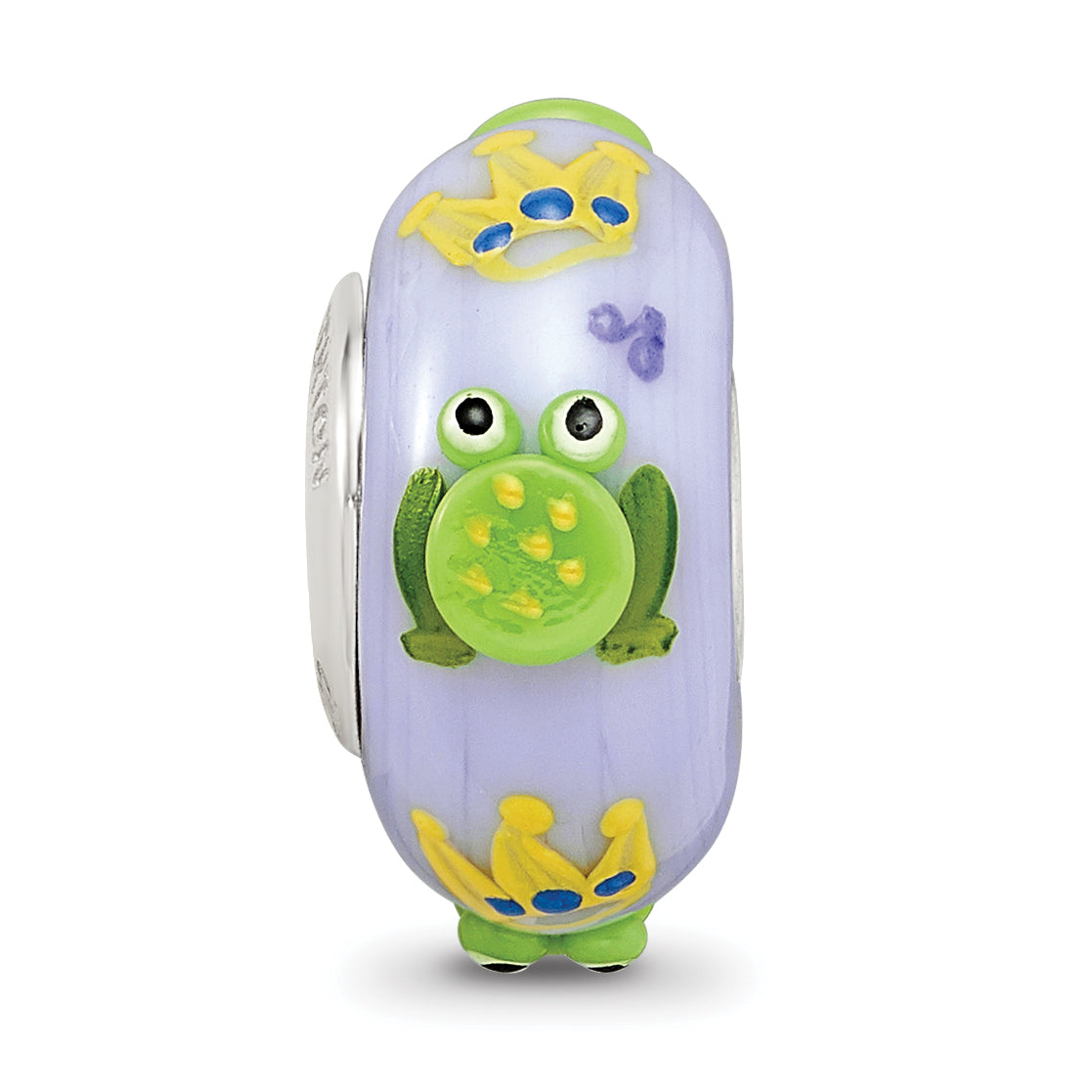 Ster.Silver Reflections Hand Painted Froggie Kisses Fenton Glass Bead