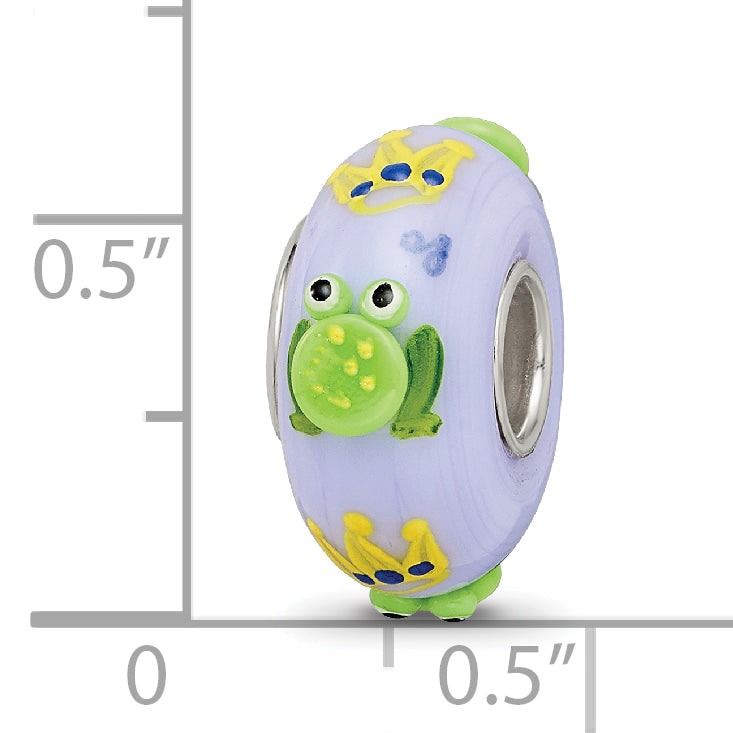 Ster.Silver Reflections Hand Painted Froggie Kisses Fenton Glass Bead