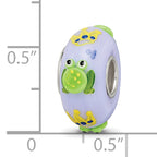 Ster.Silver Reflections Hand Painted Froggie Kisses Fenton Glass Bead