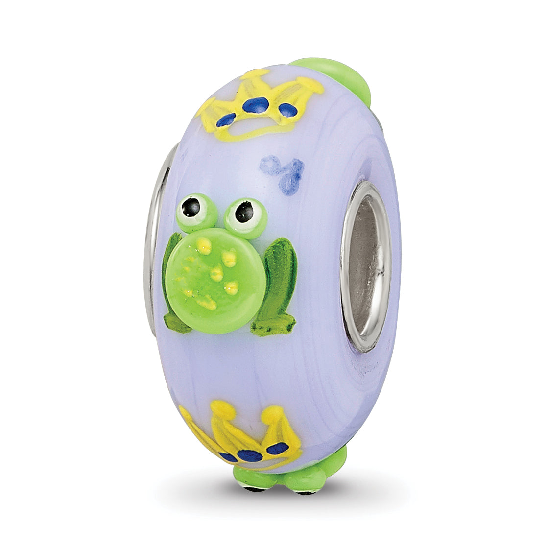 Ster.Silver Reflections Hand Painted Froggie Kisses Fenton Glass Bead Main image