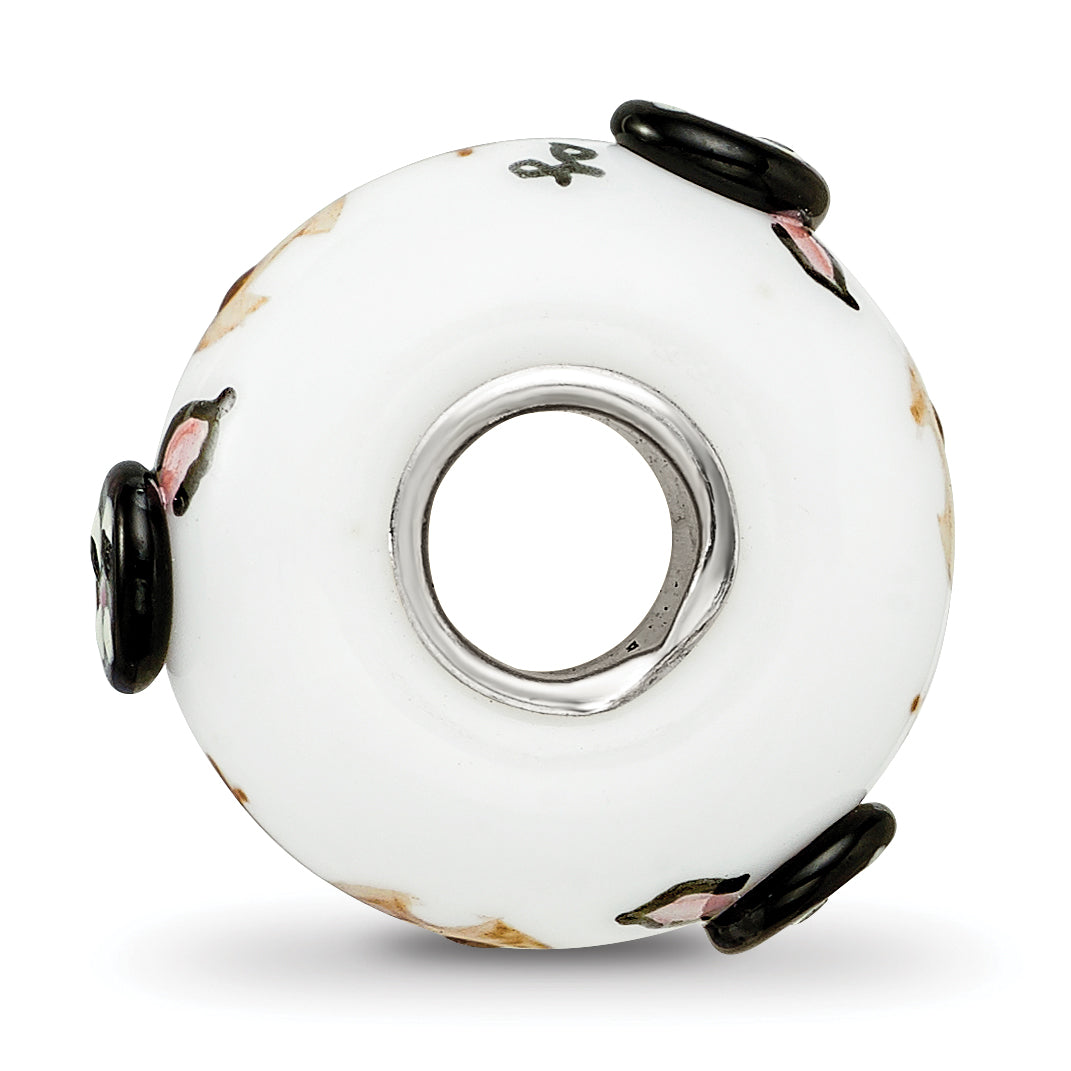 Ster.Silver Reflections Hand Painted Hey Diddle Diddle Fenton Glass Bead Secondary image