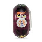 Ster.Silver Reflections Hand Painted Whooo! Fenton Glass Bead