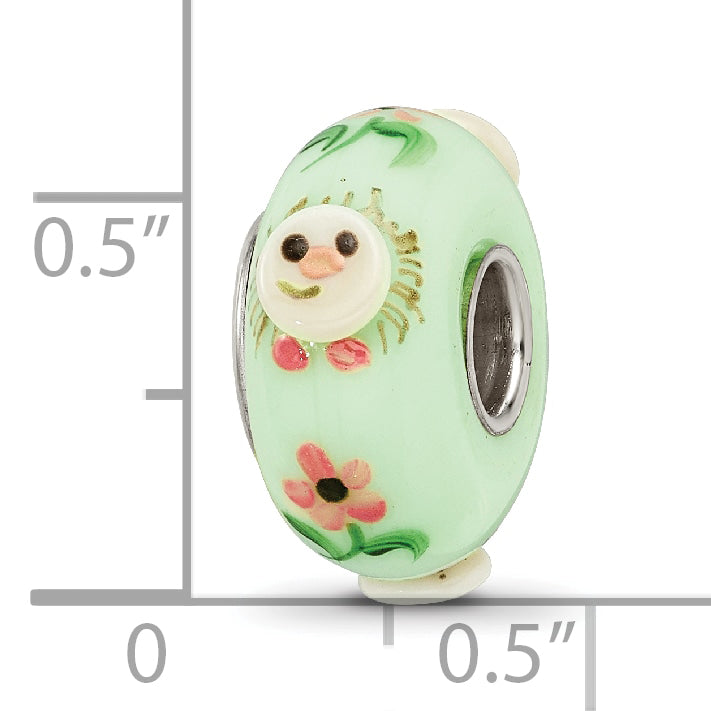 Ster.Silver Reflections Hand Painted Hattie Hedgehog Fenton Glass Bead