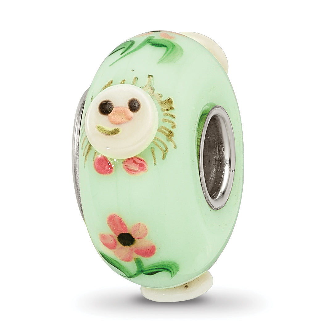 Ster.Silver Reflections Hand Painted Hattie Hedgehog Fenton Glass Bead Main image