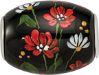 Ster.Silver Reflections Hand Paint Ebony Bouquet Large Fenton Glass Bead