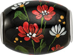 Reflection Beads Sterling Silver Hand-Painted Ebony Bouquet Large Fenton Glass Bead - Sophia Jewelers
